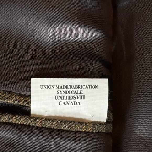 Jack Victor Montreal Brown Wool Cashmere Houndstooth 2 Button Blazer SZ 46L Coat - Picture 8 of 13